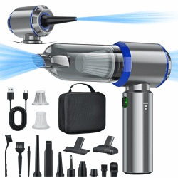 Handstaubsauger Akku, 3-in-1 Handstaubsauger, 25000PA Auto Staubsauger Stark, 3-Gang 220000 U/min Handstaubsauger Kabellos Mini Staubsauger für Auto, Küche,PC, Sofa, Büro, Haus& Tierhaar Reinigung Silberblau Angebot bei HelloDeals