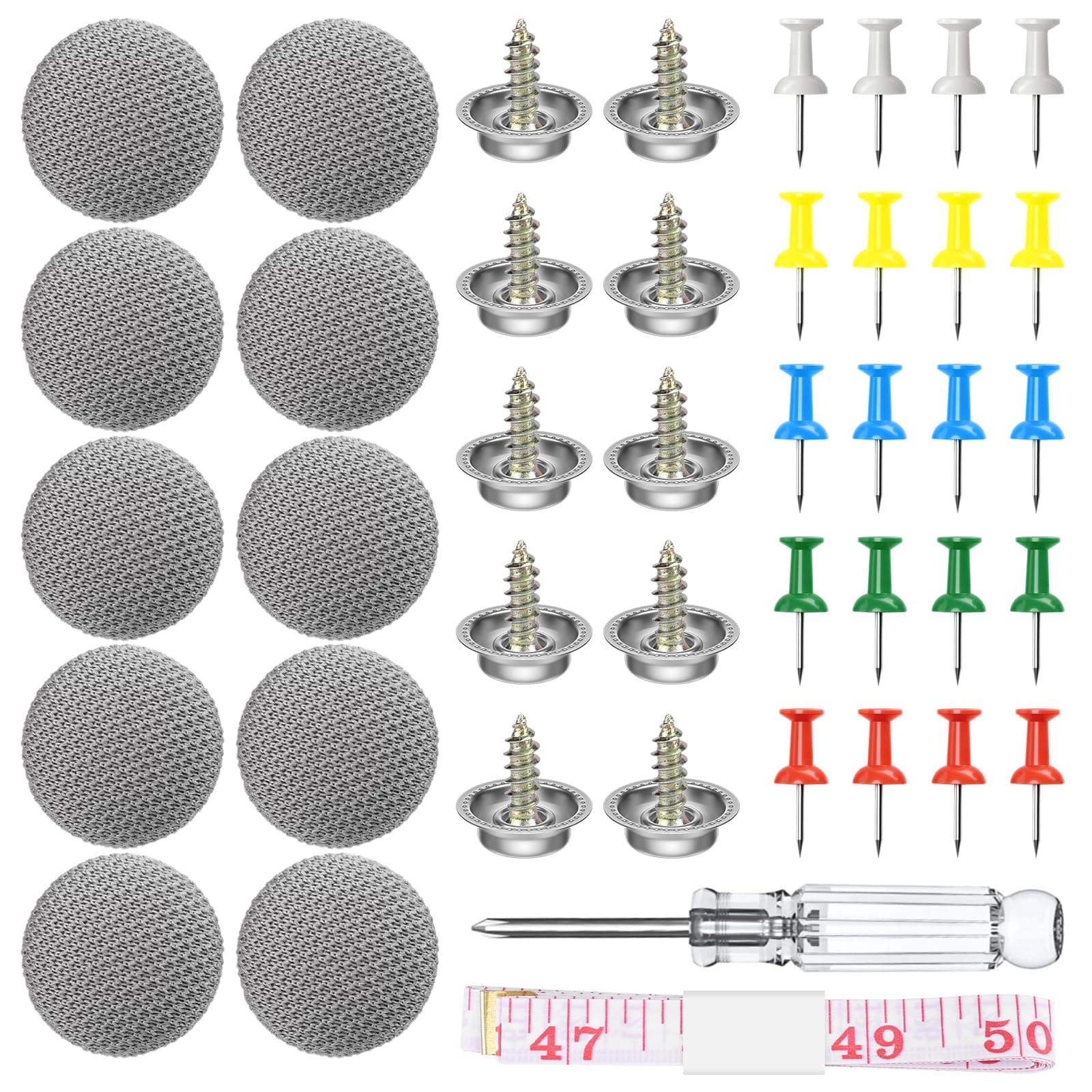 Dachhimmel Reparatur Set, Ordriv 65 Stk. KFZ Reparatur Nieten, Auto Dachhimmel Reparatur Knopf, Auto Himmel Reparieren, Auto Dach Nieten mit Stecknadeln Schraubendreher Maßband für Alle Autos