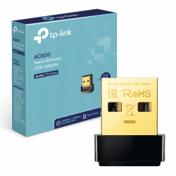 TP-Link Archer T2U Nano AC600 USB WLAN Stick Adapter(433MBit/s 5GHz, 200MBit/s 2,4GHz, WPA und WPA2-Verschlüsselungs-Standard, Windows 11/10/8.1/8/7/XP, Mac OS 10.15 und früher) schwarz/gold 600Mbps+Nano AC600 Angebot bei HelloDeals