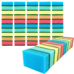 IDEA HOME 60er Set Küchenschwamm, Topfschwamm, Zweiseitig Reinigungsschwamm, 75 x 50 x 28 mm, Mehrzweck Putzschwamm, MIDI, Mehrfarbig 60 Stück