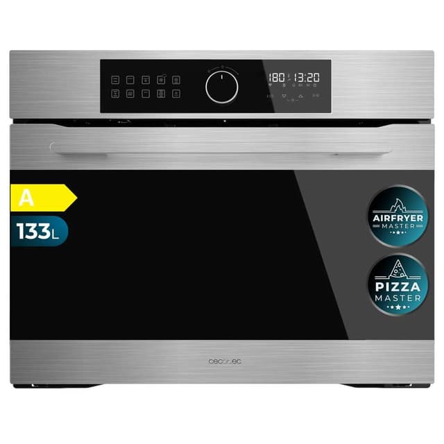 Cecotec Einbaubackofen Multifunktion Bolero Hexa AF319000 Inox A 3800W, 133L Kapazität, 11 Funktionen mit Airfryer Master, Pizza Master, Steam Asisst, Steam EasyClean, 3D Cooking, Defrost
