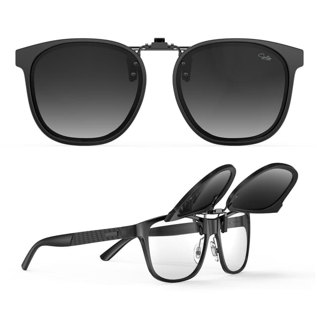 Goiteia Sonnenbrille zum Anklippen über verschreibungspflichtigen Brillen, modisches gerahmtes Design zum diskreten Verbergen Ihrer Brille, einfach an- und auszuziehen, einhändig