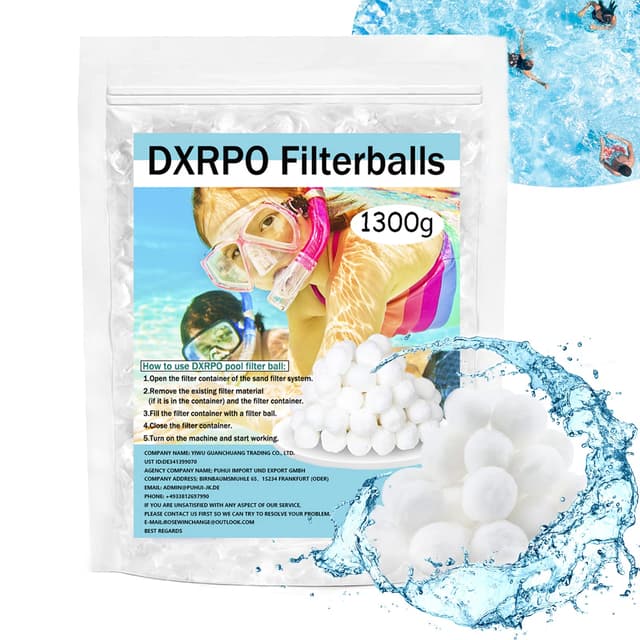 DXRPO Filterbälle Pool, 1300g Filterballs für Sandfilteranlagen, Filterballs Kann 46 kg Filtersand Ersetzen, für Sandfilteranlage Schwimmbad, Filterpumpe, Poolreinigung Zubehör. (Weiß) Weiß-1300g