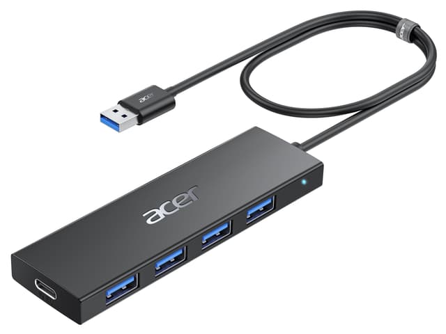 acer USB 3.0 Hub mit USB-C-Stromversorgung, Ultra Slim Typ-A Verteiler 4 Ports Multiport Adapter für PC, Laptop, Tastatur, Maus, HDD, MacBook Pro/Air, iMac, Surface Pro, macOS Windows Linux usw.-60cm 2ft/60cm USB-A 3.0