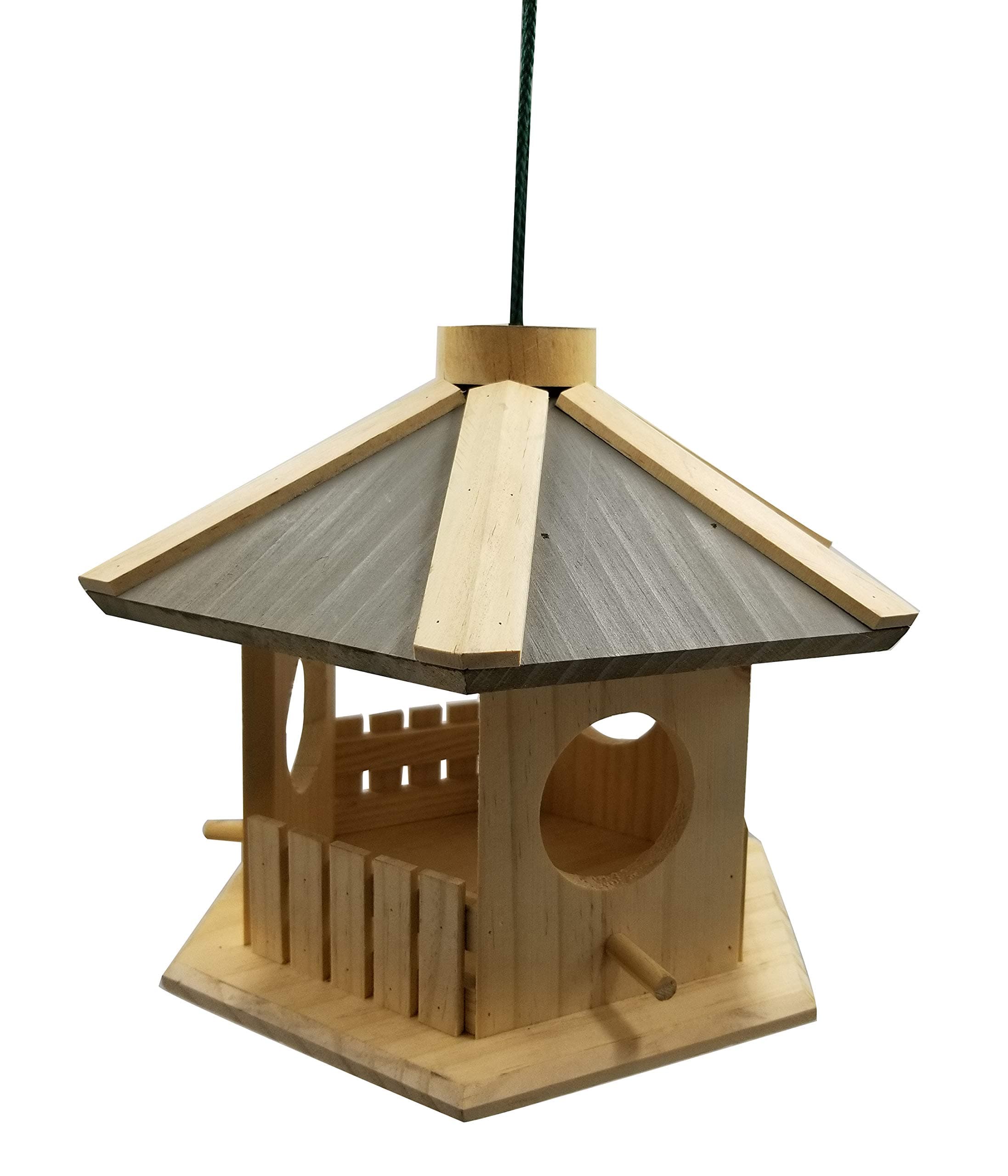 Dehner Natura Premium Wildvogel Futterhaus Dakota, Futterstation für Wildvögel, Vogelhaus wetterfest/hängend, inkl. Aufhängevorrichtung, ca. 30 x 26 x 22 cm, aus FSC-zertifiziertem Kiefernholz Single