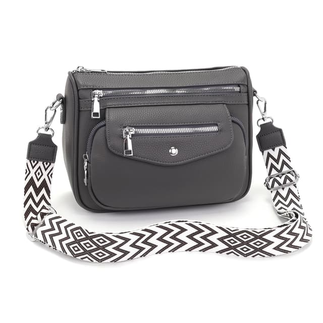 YISUOHOOM 7 Farben Umhängetasche Damen Klein 2025 Crossbody Bag Kleine Handtasche Damen 5 Taschen 7 Fächer Tief Grau