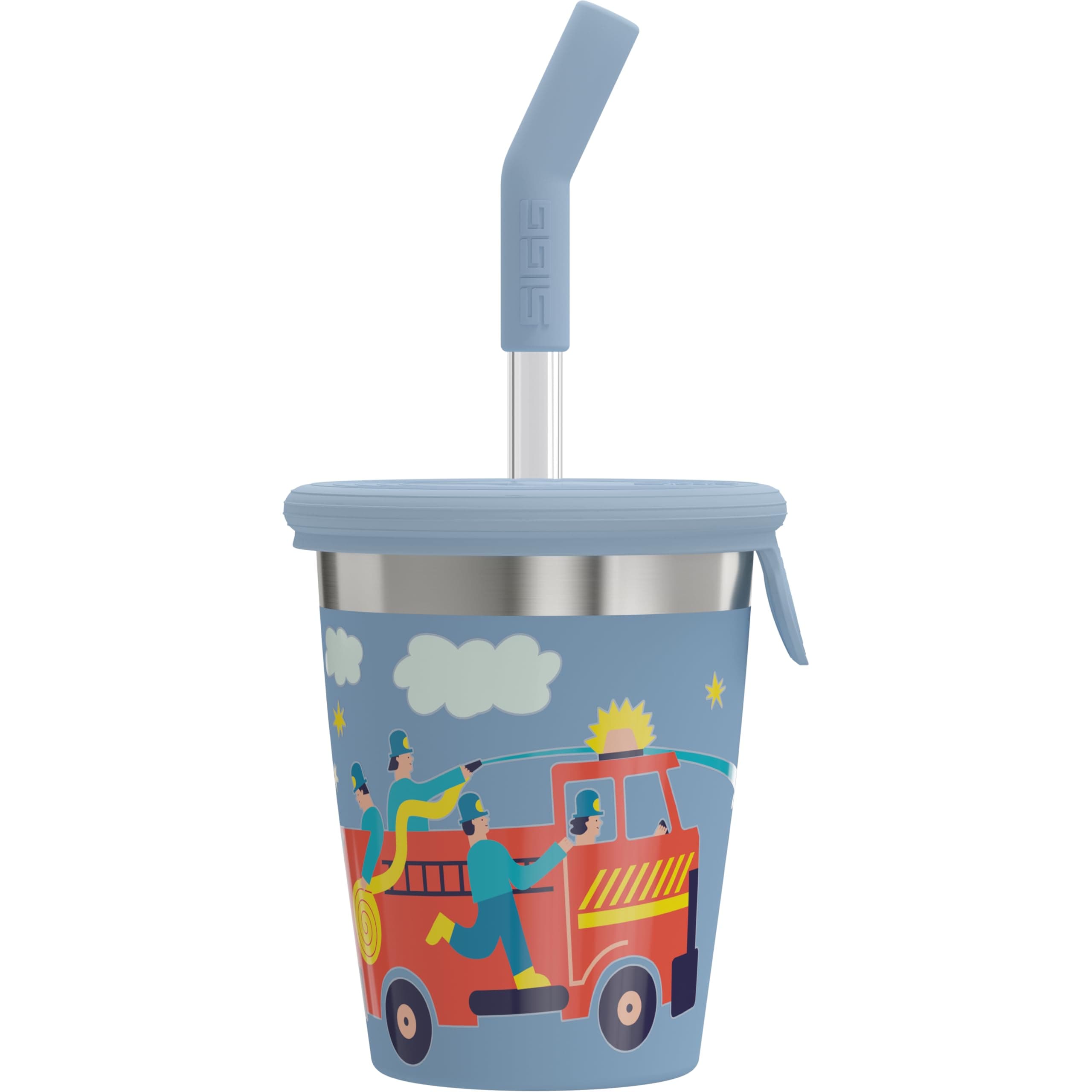 SIGG - Edelstahl Kinderbecher mit Silikondeckel & Tritan Strohhalm - Spritzsicher - BPA-frei - Leicht & Robust Blau