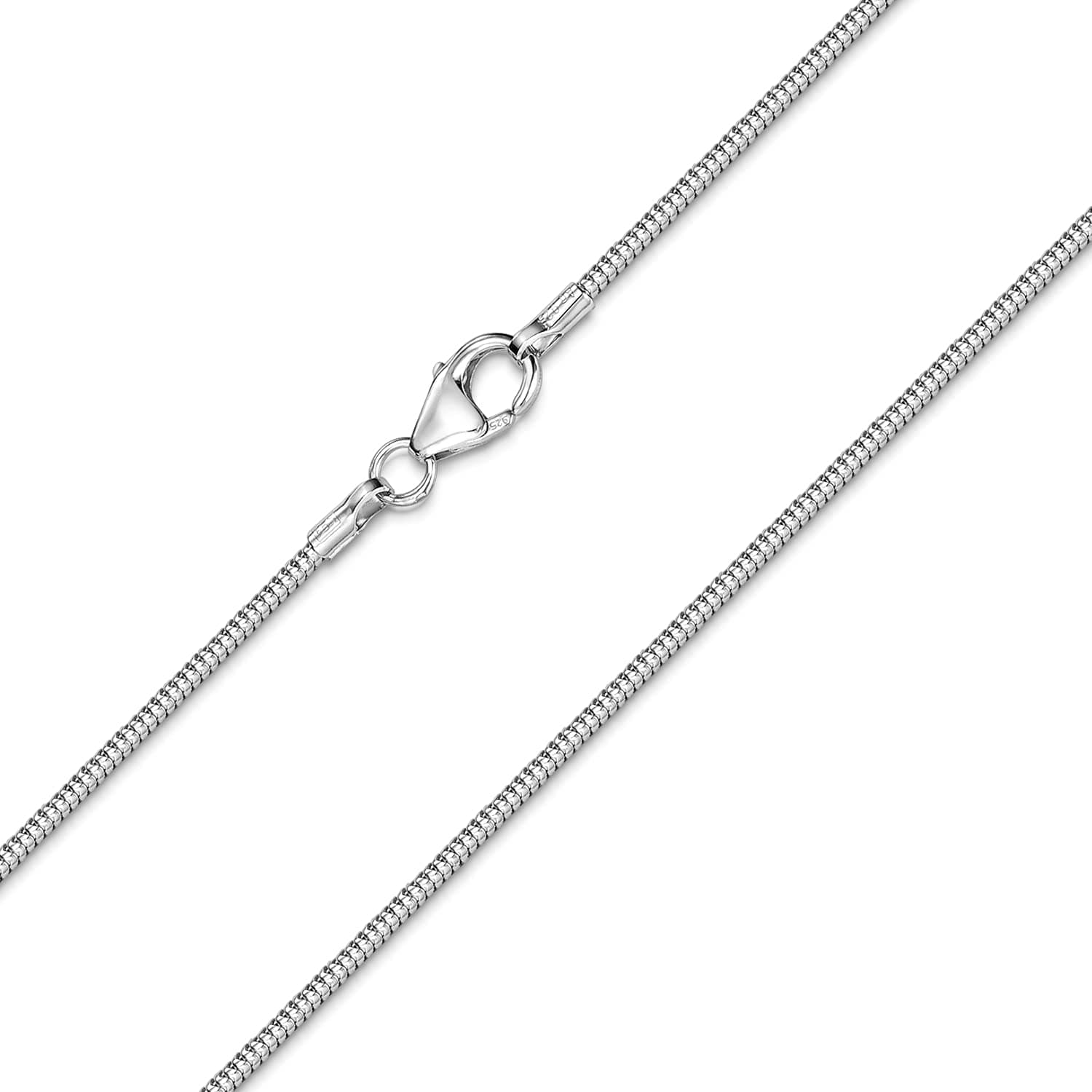 MATERIA by Matthias Wagner Damen Schlangenkette Silber 925 Halskette 1,2mm rhodiniert