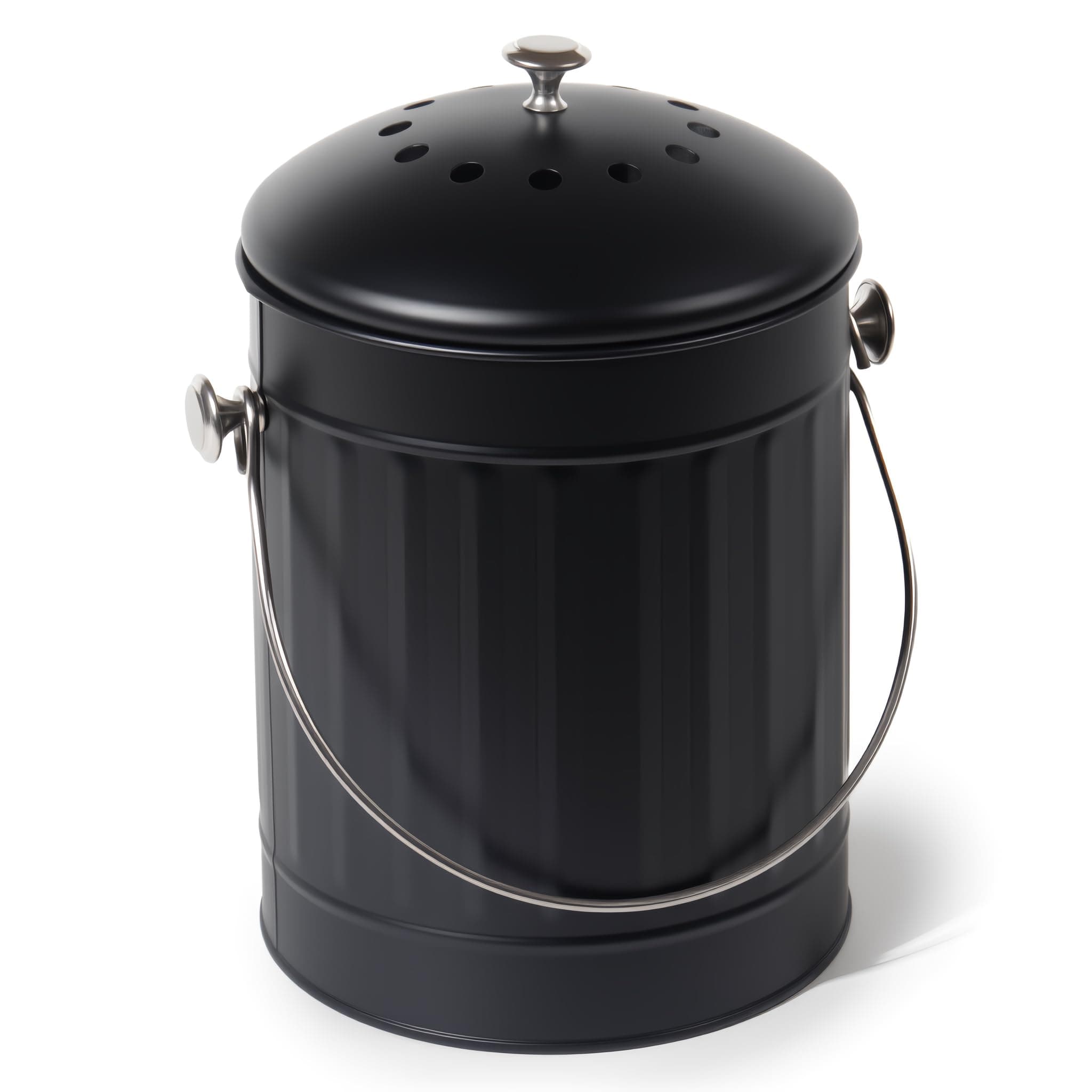 GREELUE Biomülleimer Küche 5,5L mit Deckel & Sieb – Geruchsdicht, Spülmaschinenfest – Bioabfallbehälter für Biomüll (Mattschwarz – 5,5 l)