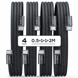 LISEN 60W USB C Kabel, [4er Pack, 0,5M 1M 1M 2M] USB C auf USB C Kabel Set, PD 3.0 Schnellladekabel USB C für iPhone 16 Ladekabel,Switch 2,iPhone 15, Samsung Galaxy S25, Pixel, MacBook Air 17, iPad 0.5M+1M+1M+2M black Angebot bei HelloDeals