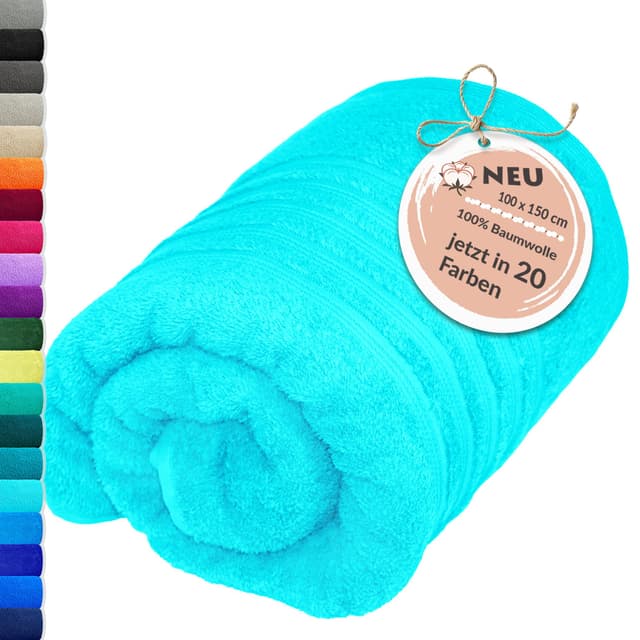 Lashuma Schulter Badehandtuch groß Türkis, London Flauschiges XXL Handtuch 100x150 cm Badetuch I 1 Stück I 100x150 cm Lagunen Türkis