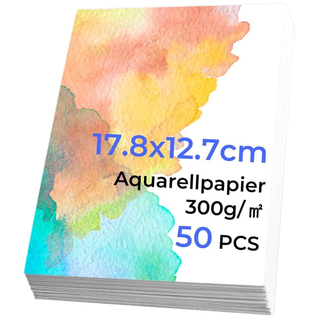 LUFEEMGA 60 Blatt 12,7x17,8cm Aquarellpapier 300g/m² Watercolor Paper, Postkarten Blanko Weiß für Aquarell Gouache Acryl Zeichnen DIY, Studenten, Anfänger, Skizzenbuch Aquarell(5x7 Zoll) 12,7x17,8 cm