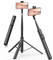 TONEOF 168cm Automatisches Selfie Stick Handy Stativ, Handykamera Halterung mit Magnetischer Wiederaufladbarer Fernbedienung,360° Drehbar Ständer mit 2 Rotationsachsen für iPhone/Android–Schwarz 168cm Schwarz Angebot bei HelloDeals