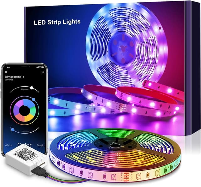 LED Strip 6m, RGB LED Streifen, APP und Fernbedienung, Bluetooth Selbstklebend Musik Sync Timer-Einstellung, Band Stripes Dimmbar Led Lights für Zimmer Party Room, Küche