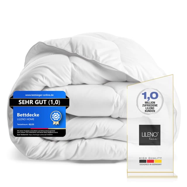 LILENO HOME Winterbettdecke 155x220 cm [1er Pack] - warme Winter Bettdecke 155x220 cm für einen erholsamen Schlaf - Winter Bett Decke 155x220 cm Kochfest bis 95° C - Allergiker Steppdecke 155x220 cm - 1er Pack Winterbettdecke