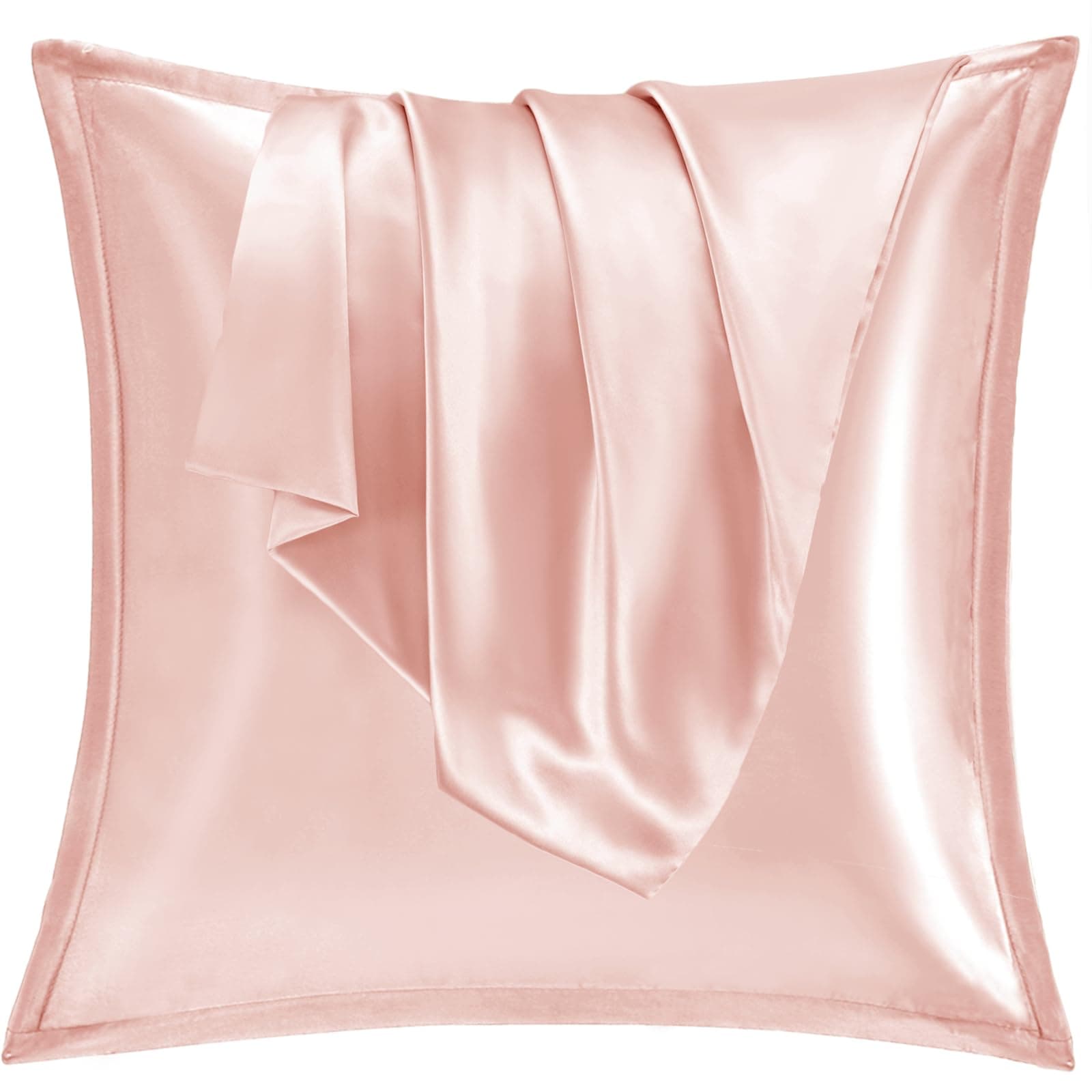 Vielit 2er Set Satin Kissnbezug 80x80 mit Zip,Weich wie EIN Silk Pillowcase,wie Seidenkissenbezug Geeignet für Curly Haar,Satin Kopfkissenbezug Kissenbezüge Rosa Kissenhülle 80x80cm Coral