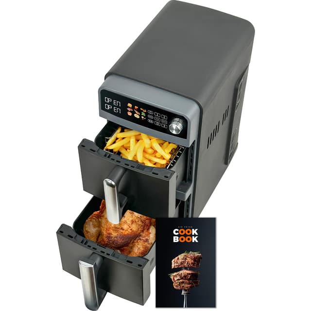 10L Double Stack XL airfryer Heißluftfritteuse | 2400W heißluftfritteuse 2 kammern | Gleichmäßiges Garen & Wende-Erinnerung | Sync/Match,9 Programme, Energie sparen, Spülmaschinenfest