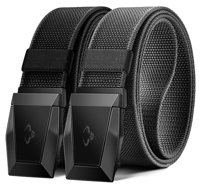 KEMISANT Taktischer Gürtel 2er, Gürtel Herren Arbeitsgürtel Militär Wandern 38mm,Schnellverschluss Metallschnalle 115cm/34"-38"taille verstellbar 2pack-schwarz/Dunkelgrau2929