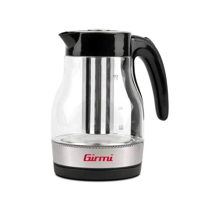 Girmi BL5100 Wasserkocher und Teekanne, 2200 W, 1,7 Liter, Glaskanne Schwarz-edelstahlgrau 1.7 Liter