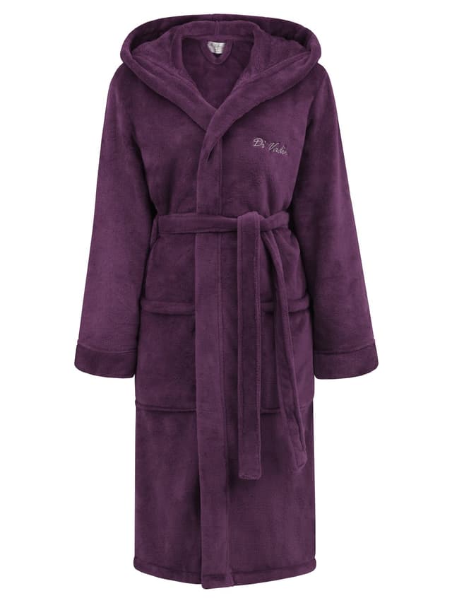 Di Vadini Unisex Herren Damen Bademantel Florenz mit Kapuze I Morgenmantel flauschig I Nachtwäsche aus edler Mikrofaser Öko-Tex Standard 100 I Kimono mit Farb- & Größenauswahl XXS - 5XL 4XL Große Größen Pflaume