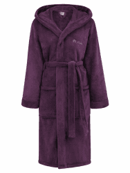 Di Vadini Unisex Herren Damen Bademantel Florenz mit Kapuze I Morgenmantel flauschig I Nachtwäsche aus edler Mikrofaser Öko-Tex Standard 100 I Kimono mit Farb- & Größenauswahl XXS - 5XL 4XL Große Größen Pflaume Angebot bei HelloDeals