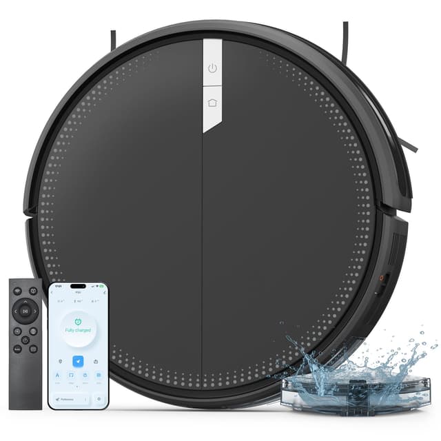 AIRROBO Saugroboter mit Wischfunktion, P30 Staubsauger Roboter, 3000Pa Saugkraft, 3 in 1 Roboterstaubsauger für Tierhaare, Teppich, Hartböden, Wischroboter mit Fernbedienung, 120Min Laufzeit Schwarz-grau