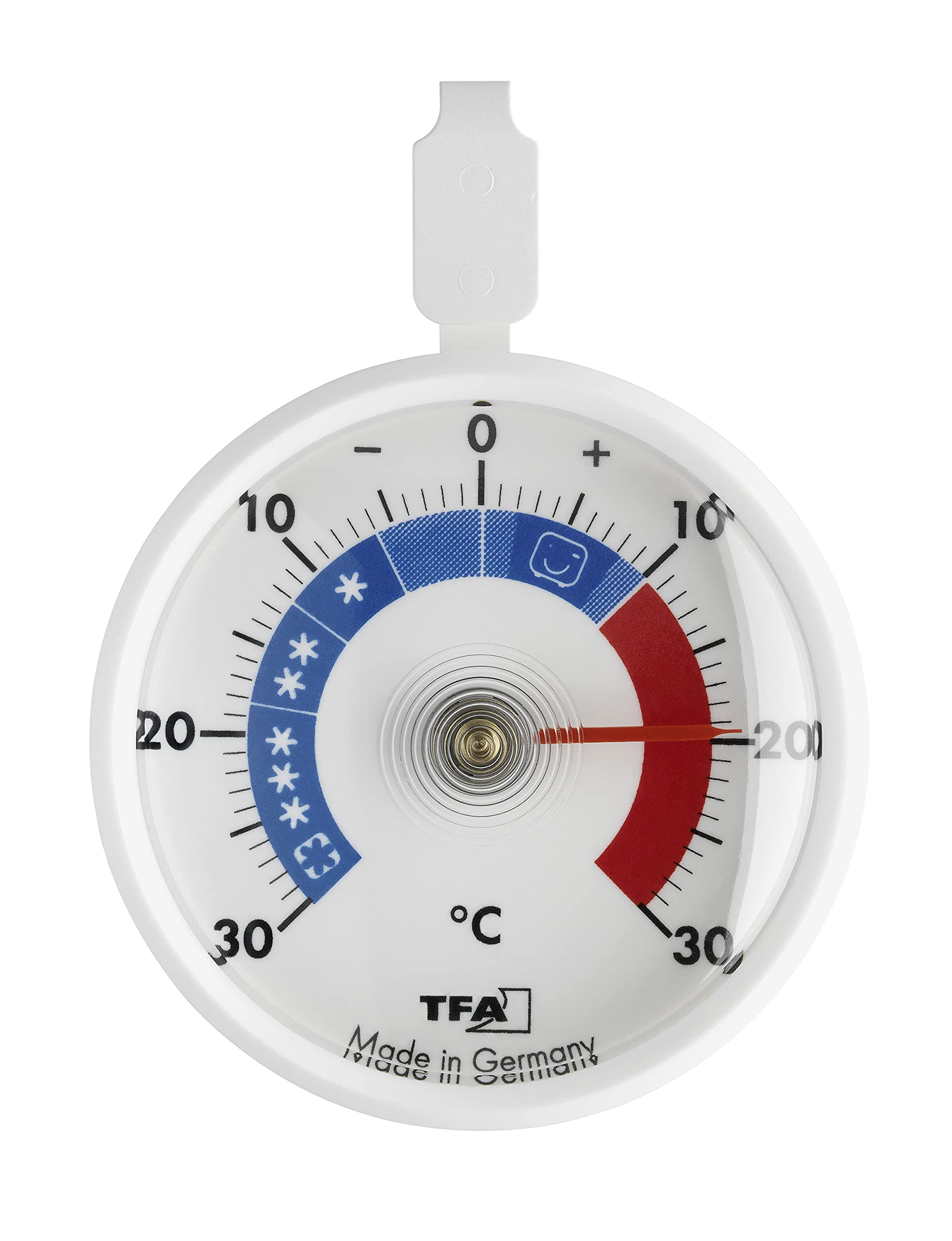 TFA Dostmann 14.4006 Analoges Kühlthermometer, klein, handlich, zur Kontrolle von Kühl und Gefrierschrank, Weiß, L 72 x B 21 x H 95 mm Klassisch