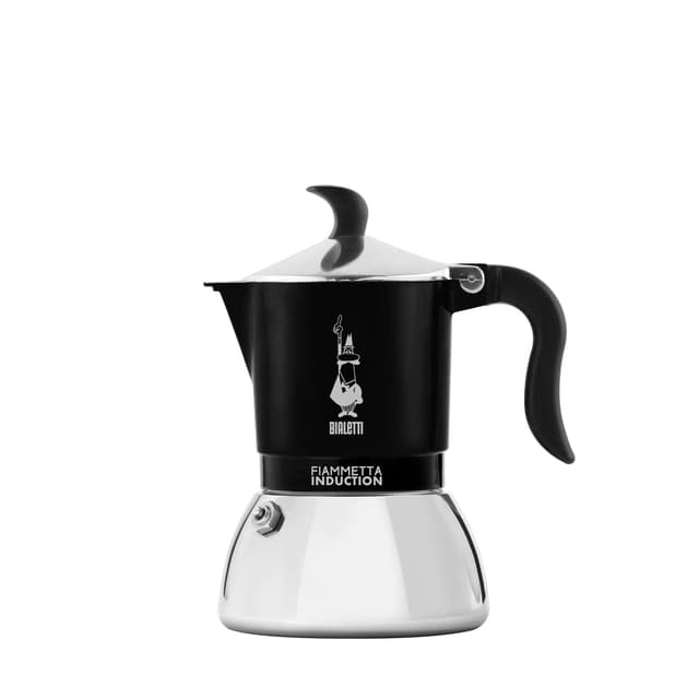 Bialetti Fiammetta Induktions-Kaffeemaschine, 4 Tassen (150 ml), für alle Herdarten geeignet, Elegantes Design, schwarz Schwarz 4 Tassen