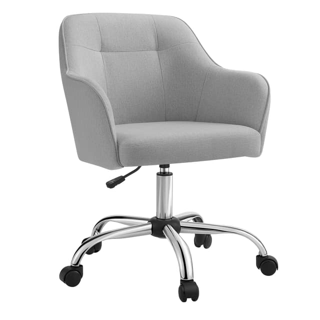SONGMICS Homeoffice Stuhl, Drehstuhl, Schreibtischstuhl, höhenverstellbar, bis 110 kg belastbar, atmungsaktiver Stoff, für Arbeitszimmer, Schlafzimmer, hellgrau OBG019G02 Hellgrau Baumwollmischung