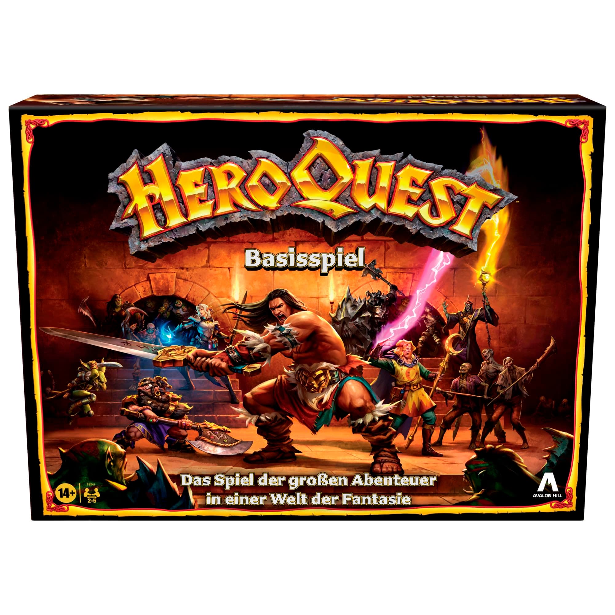 Avalon Hill HeroQuest Basisspiel, Dungeon Crawler Fantasie-Abenteuerspiel mit Miniaturen, ab 14 Jahren, für 2 − 5 Spieler Single Basisspiel