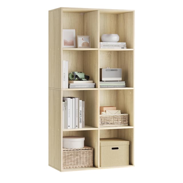 WOLTU Bücherregal 8 Fächer, Standregal helle Eiche, freistehendes Würfelregal, Büroregal Aktenregal Aufbewahrungsregal Raumteiler, 60x121x29,5 cm (BxHxT), SK002hei4 8 Fächern (29,5T x 60B x 121H cm) Helle Eiche