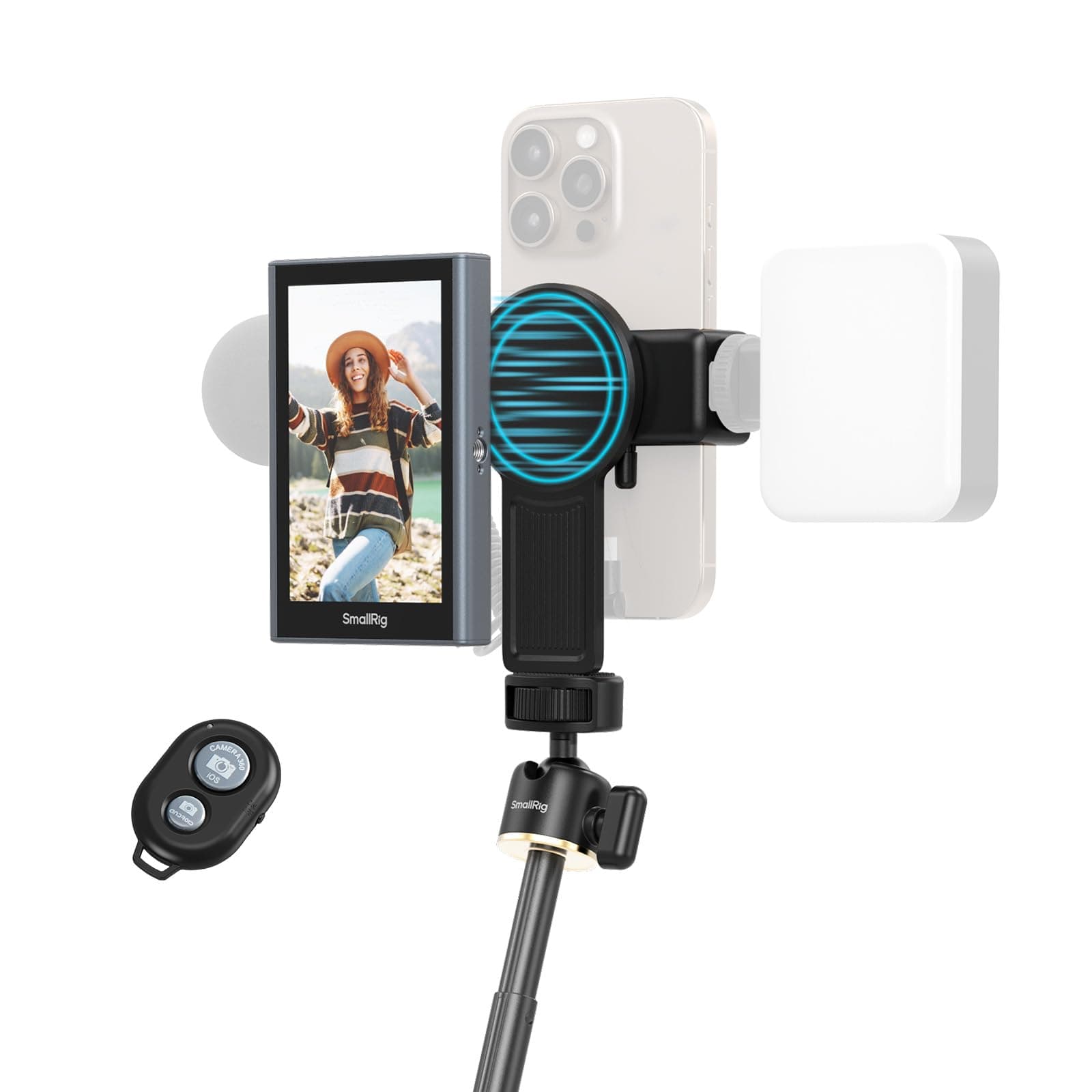 SMALLRIG Wireless Monitor, Magnetischer Selfie Monitor für iPhone/Android, Telefonmonitor mit Blitzschuh,Schnellhalterung für MagSafe, 2 Stunden Akkulaufzeit, 10 m Reichweite – 4851B