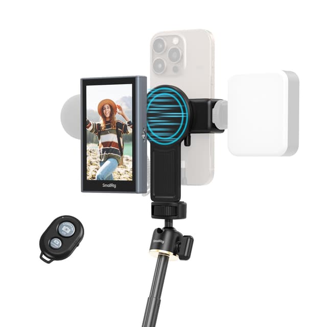 SMALLRIG Wireless Monitor, Magnetischer Selfie Monitor für iPhone/Android, Telefonmonitor mit Blitzschuh,Schnellhalterung für MagSafe, 2 Stunden Akkulaufzeit, 10 m Reichweite – 4851B