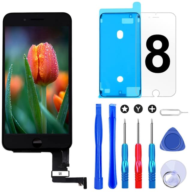 Brinonac Für iPhone 8/SE 2020 Display LCD Touchscreen Digitizer Ersatz Bildschirm Front Komplettes Glas mit Werkzeug und Display Schutzfolie (4,7", Schwarz) 8G01 Schwarz