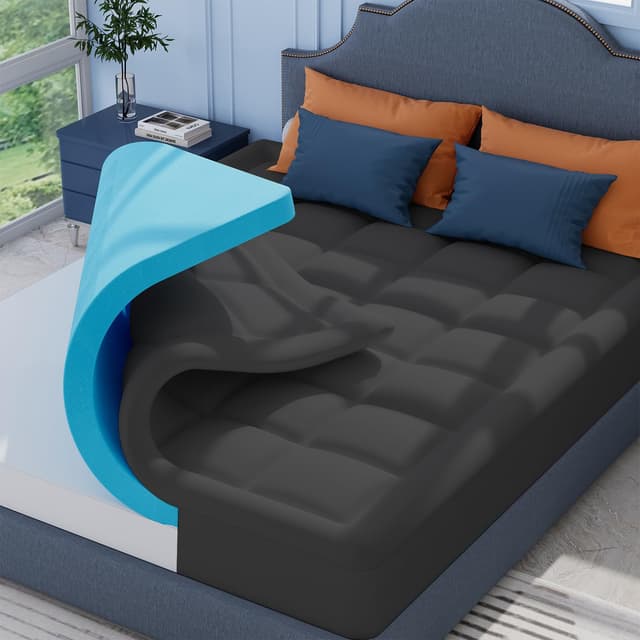 ELEMUSE Grau Matratzen Topper 180x200cm, H3 Gel Topper mit Waschbarem Flauschigem Bezug und Gelschaum, 7CM Höhe Weicher und Bequemer Matratzentopper für Boxspringbett und Unbequeme Betten Schlafsofa 180 x 200 cm H3-grau