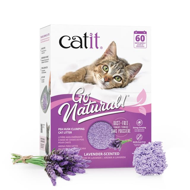 Catit Go Natural!, klumpende Katzenstreu, aus Erbsenhülsen, mit Lavendelduft, 2 x 2.8 kg (5.6Kg)