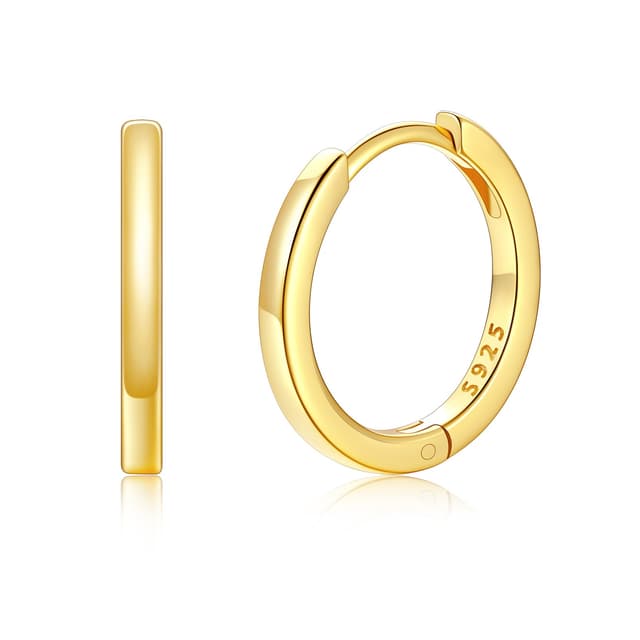 Silvora Kleine Creolen Silber 6mm/8mm/10mm Damen Herren 925 Silber Ohrringe Hoop Glänzende Huggie Creolen Silber/Schwarz Schläfer Ohrstecker für Frauen Männer