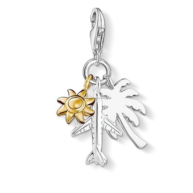 THOMAS SABO Damen-Charm-Anhänger Seestern Charm Club 925 Sterling Silber 1528-051-14 palm tree, sun, plane