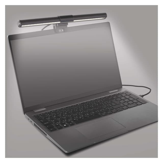 EMOS LED Laptoplampe 30 cm, 5,6 W Monitor-Lampe mit Clip-Halterung, 150 lm USB Lichtleiste, neigbare Bildschirmlampe, stufenlos dimmbar, einstellbare Lichtfarben, 30000 h Lebensdauer, Ra 95
