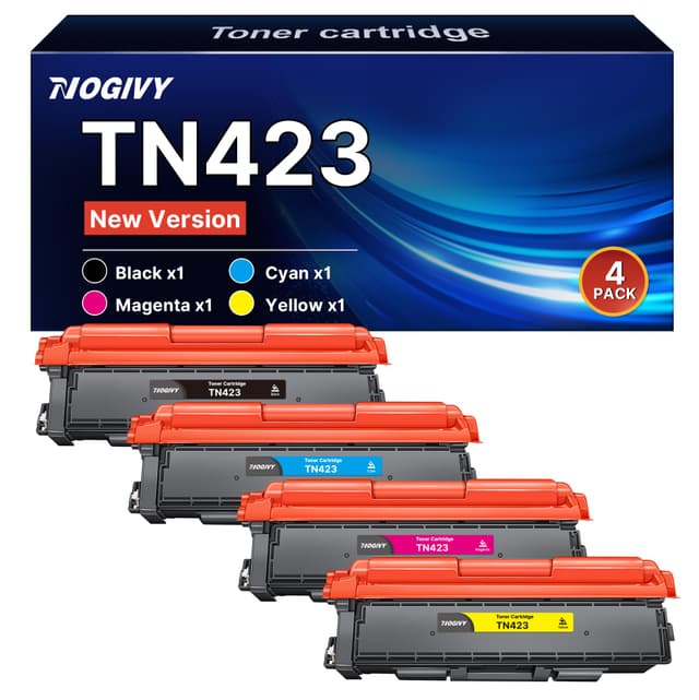 NOGIVY TN-423 TN423 Toner Kompatibel für Brother TN423 TN 423 TN-421 tn 421 Toner für Brother MFC-L8690CDW Toner HL-L8260CDW MFC-l9570cdw DCP-L8410CDW (Schwarz, Cyan, Magenta, Gelb, 4er-Pack) Schwarz, Cyan, Gelb, Magenta-tn423