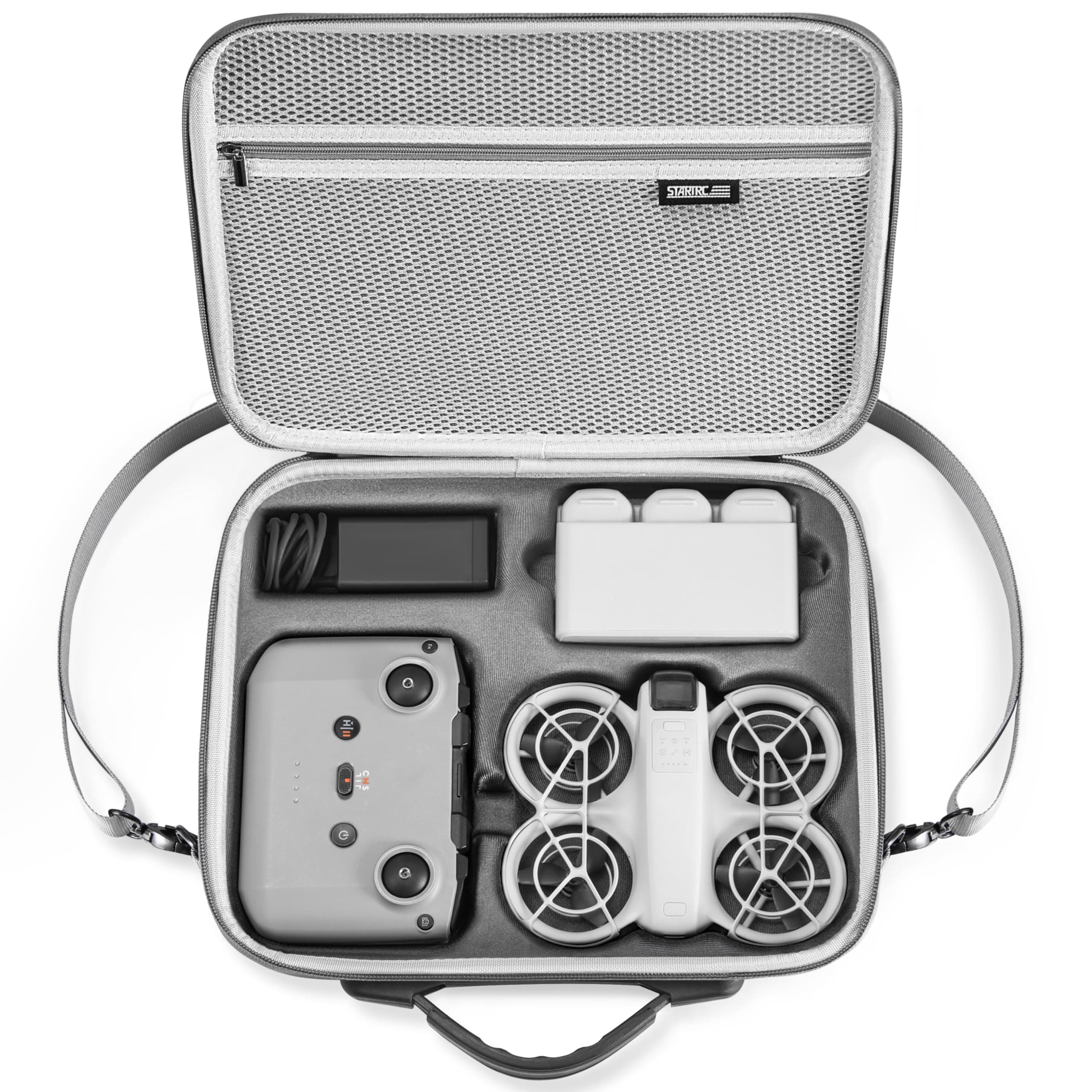 STARTRC Neo Tasche,Tragbar PU Case für DJI Neo Fly More Combo Zubehör,Tragetasche für DJI Neo Drohne Compatible with RC-N3/N2 Controller,Neo Akku,Zweiwege-Ladestation Dunkelgrau