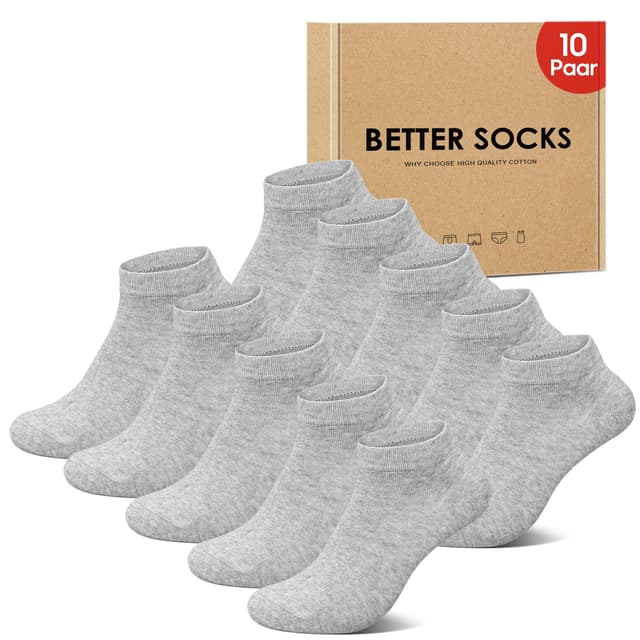 IceReco 6/10 Paar Sneaker Socken Herren Damen, Baumwolle Kurze Sportsocken Laufsocken Anti Schweiß Atmungsaktive Quarter Socks 35-38 10*Grau
