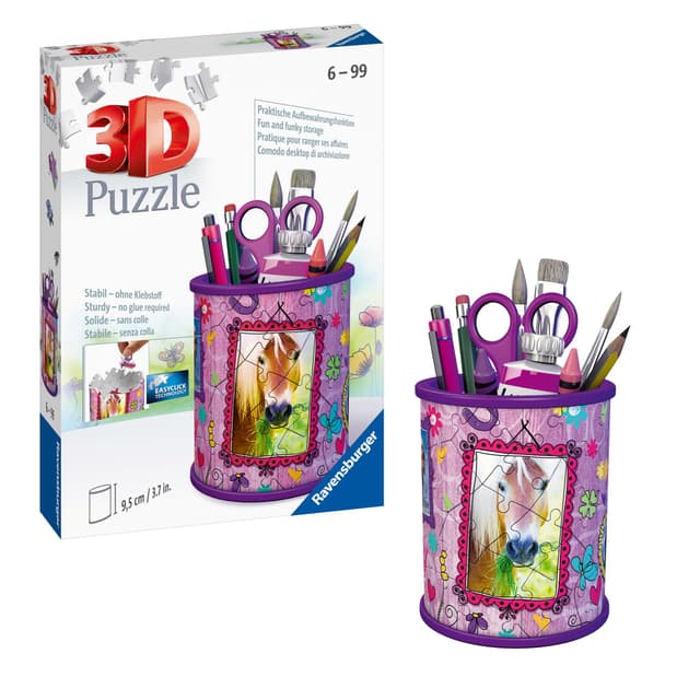 Ravensburger 3D Puzzle 11175 - Utensilo Pferde - 54 Teile - Stiftehalter für Tier-Fans ab 6 Jahren, Schreibtisch-Organizer für Kinder, Pferde Geschenk für Mädchen & Jungen - Geburtstagsgeschenke