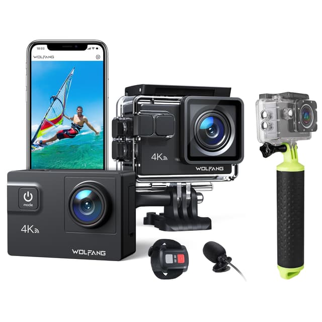 WOLFANG Action Cam GA300 4K60FPS & Schwimmender Griff Set Bundle mit Schwimmender Griff Set
