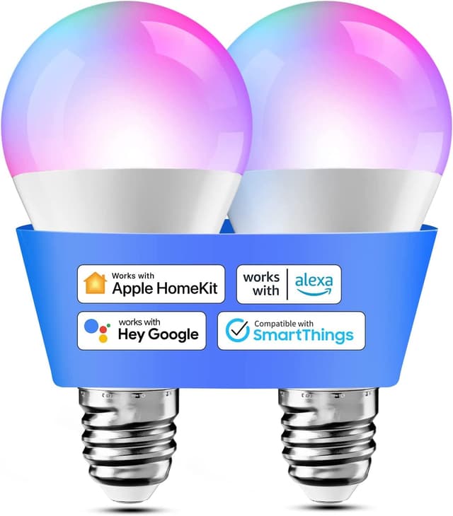 Meross Smart Glühbirne Set 2 LED-Glühbirnen kompatibel mit HomeKit, Siri, Alexa, Google Home und SmartThings, E27 RGBWW Wi-Fi-Glühbirne, dimmbar, mehrfarbig, mit Sprachsteuerung und Fernbedienung 2 Stück(1er Pack) SMART & für HomeKit Warmweiss