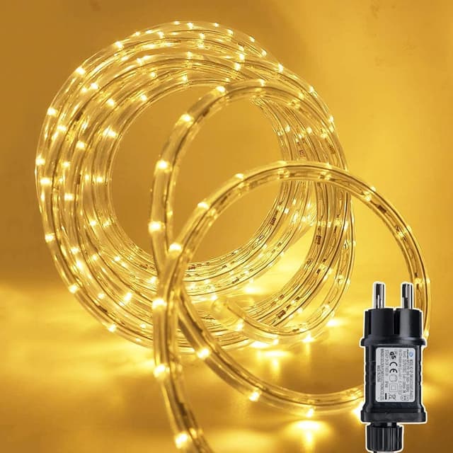 Gresonic 400LED 20M Lichterschlauch Aussen, Lichterkette mit Strom, Led Schlauch 8 Modi (Warmweiß, 400LED) 400LED Warmweiß