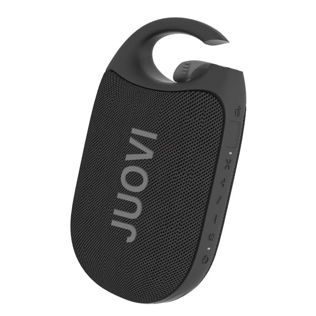 JUOVI Clip Kabelloser Tragbarer Bluetooth Lautsprecher, IP68 Wasserdicht Staubdicht HD-Sound Integrierter Karabiner, 24-Stunden-Spielzeit Mini Lautsprecher für zu Hause im Freien und auf Reisen J6301 Schwarz CLIP J1