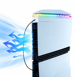 Mcbazel Standfuß Lüfter für PS5 Pro, Obere Kühlbasis DIY-RGB-Licht mit Speicherfunktion, USB-Anschluss, Staubdichtes Luftkühler Zubehör zum Laden/Datenübertragung für PS5 Pro Disc & Digital – Weiß