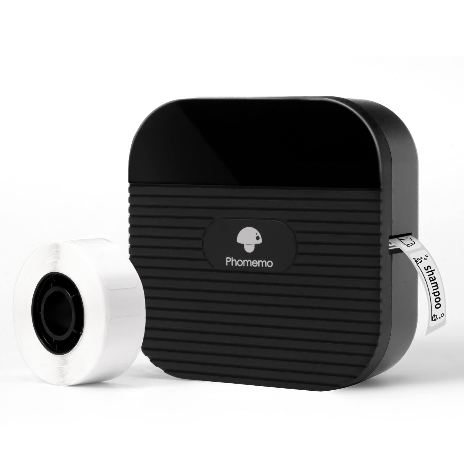 Phomemo Q31 Etikettendrucker, Mini Etikettiergerät Bluetooth, Beschriftungsgerät Selbstklebend für Zuhause, Namensaufkleber Schule, Büro, Tintenfreier Label Maker mit 1 Rollenetikett Mit 1 Etikettenrolle Schwarz