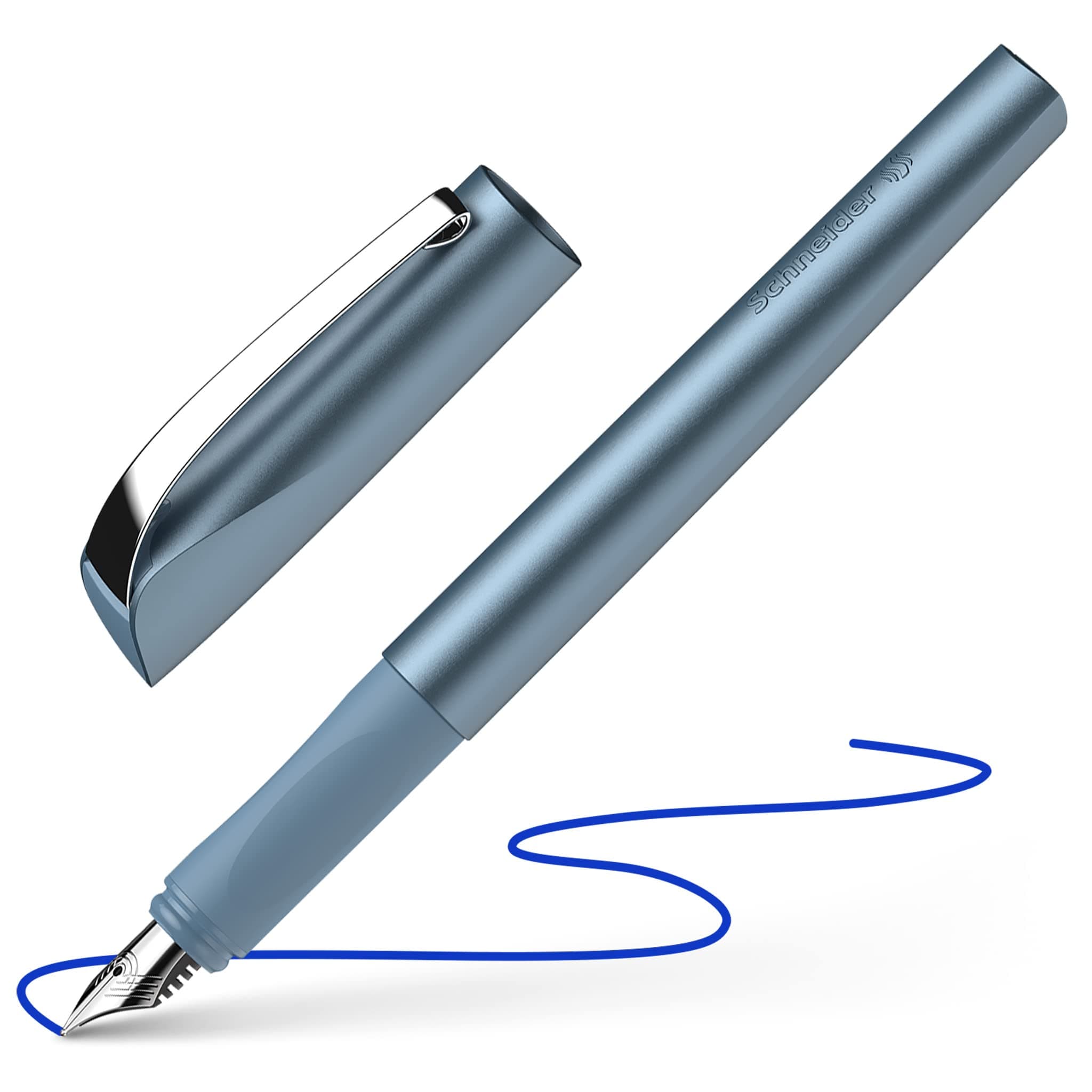 Schneider 168623 Ceod Shiny Füller (Rechts- und Linkshänder, M-Feder, inkl. Tintenpatrone königsblau) blue Medium